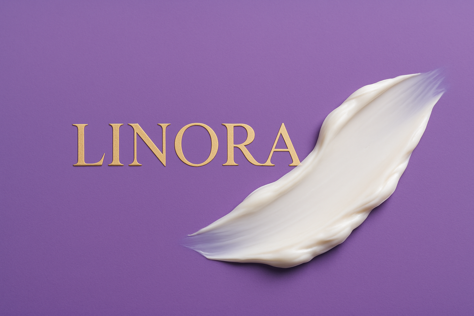 i want a image thats is purple and says linora with a smear of cream at the end of linora
